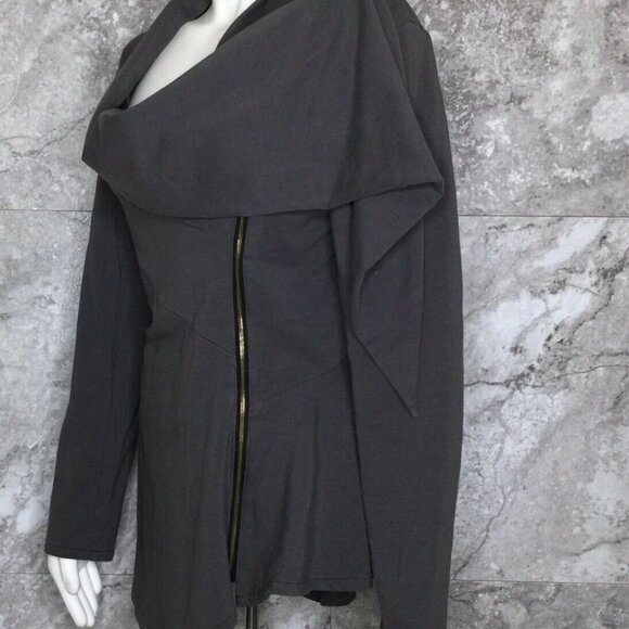 Gray Long Sleeve Zip Up Wrap Sweater Size Medium - Picture 8 of 8